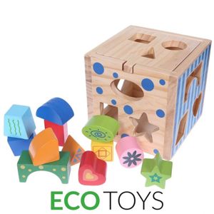ECOTOYS Dřevěná kostka s kostičkami Eco Toys
