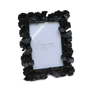 DekorStyle Stojící fotorámeček s listmi Aisha 17x15 cm černý