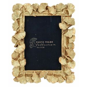 DekorStyle Stojící fotorámeček s listmi Aisha 20x16 cm zlato-měděný