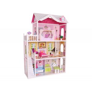 ECOTOYS Dřevěný domek pro panenky Rezidence Kalifornie Eco Toys + panenka zdarma