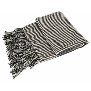 DekorStyle Deka s třásněmi Stripes 130x170 cm béžovo-černá