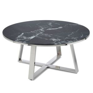 DekorStyle Konferenční stolek TROPHY stříbrný/černý mramor