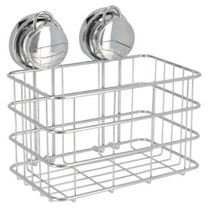 DekorStyle Koupelnový košík s přísavkami Crespi stříbrný