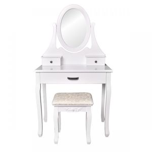 MODERNHOME Toaletní kosmetický stolek se zrcadlem + taburetem Lucy