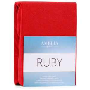 Froté prostěradlo s gumou AmeliaHome Ruby červené, velikost 120-140x200+30