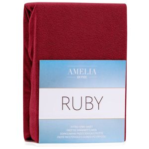 Froté prostěradlo s gumou AmeliaHome Ruby tmavě červené, velikost 80-90x200+30