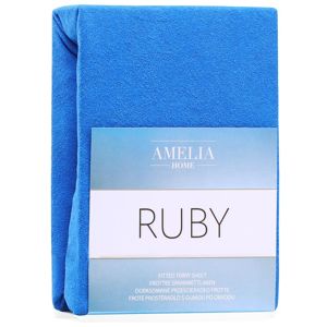 Froté prostěradlo s gumou AmeliaHome Ruby modré, velikost 200-220x200+30