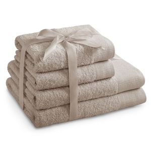 Sada bavlněných ručníků AmeliaHome AMARI béžová, velikost 2*70x140+2*50x100