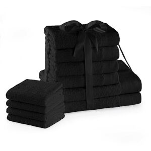 Sada bavlněných ručníků AmeliaHome Amari I černá, velikost 2*70x140+4*50x100+4*30x50