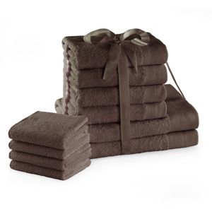 Sada bavlněných ručníků AmeliaHome AMARI 2+4+4 ks hnědá, velikost 2*70x140+4*50x100+4*30x50