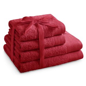Sada bavlněných ručníků AmeliaHome AMARI tmavě červená, velikost 2*70x140+2*50x100