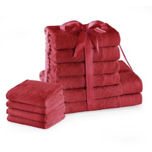 Sada bavlněných ručníků AmeliaHome AMARI 2+4+4 ks tmavě červená, velikost 2*70x140+4*50x100+4*30x50