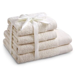 Sada bavlněných ručníků AmeliaHome AMARI ecru, velikost 2*70x140+2*50x100