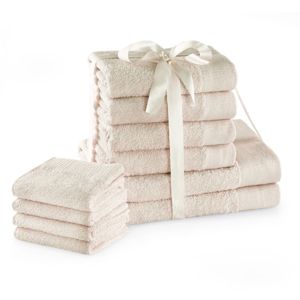 Sada bavlněných ručníků AmeliaHome AMARI 2+4+4 ks ecru, velikost 2*70x140+4*50x100+4*30x50