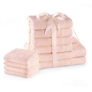 Sada bavlněných ručníků AmeliaHome AMARI 2+4+4 ks světle růžová, velikost 2*70x140+4*50x100+4*30x50