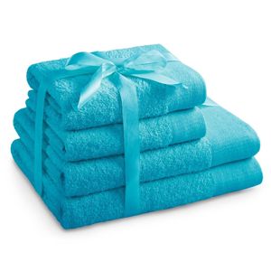 Sada bavlněných ručníků AmeliaHome AMARI tyrkysová, velikost 2*70x140+2*50x100