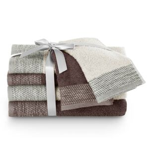 Sada bavlněných ručníků AmeliaHome Aria béžová/hnědá, velikost 2*70x140+2*50x90+2*30x50