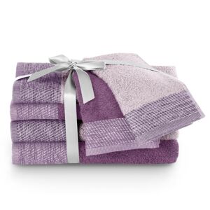 Sada bavlněných ručníků AmeliaHome Aria fialová/švestková, velikost 2*70x140+2*50x90+2*30x50
