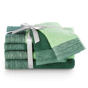 Sada bavlněných ručníků AmeliaHome Aria tmavě zelená/pistáciová, velikost 2*70x140+2*50x90+2*30x50