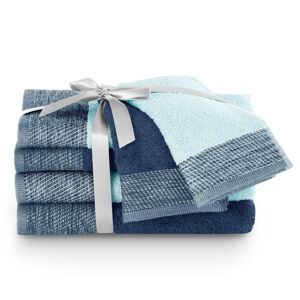 Sada bavlněných ručníků AmeliaHome Aria modrá, velikost 2*70x140+2*50x90+2*30x50