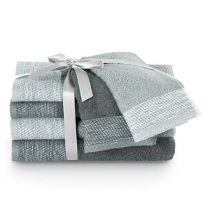Sada bavlněných ručníků AmeliaHome Aria světle šedá/grafitová, velikost 2*70x140+2*50x90+2*30x50