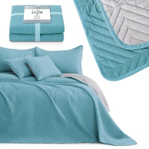 Přehoz na postel AmeliaHome Softa světle modrý/stříbrný, velikost 170x210