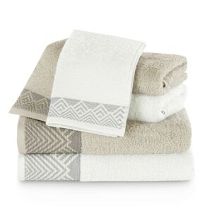 Sada bavlněných ručníků AmeliaHome  Aledo bílá/béžová, velikost 2*50x90+2*70x140+2*30x50