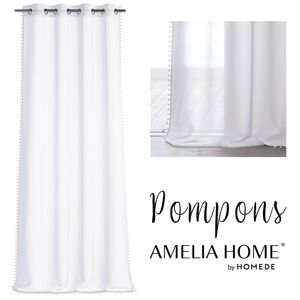 Záclona AmeliaHome Pompons II bílá, velikost 140x270