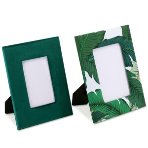 AmeliaHome Dva fotorámečky 26x21 cm, 24x19 cm GRENO zelené, s listy, velikost 21x26x2
