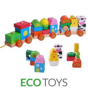 ECOTOYS Dřevěný vláček na šňůrce Eco Toys