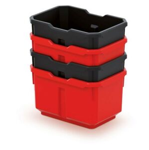 Prosperplast Sada úložných boxů 4 ks TITANIO 15,6 x 11 x 19,5 cm černo-červená