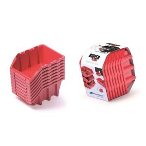PlasticFuture Sada úložných boxů BINEER LONG 8 ks 16x9,8x16 cm červené