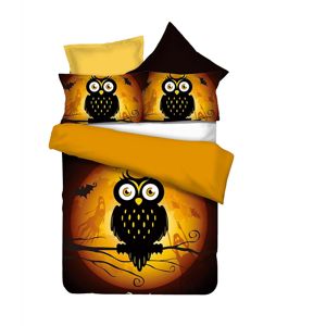 Povlečení z mikrovlákna DecoKing Owls GHOSTSTORY s nápisem HAPPY HALLOWEEN, velikost 200x220+80x80*2