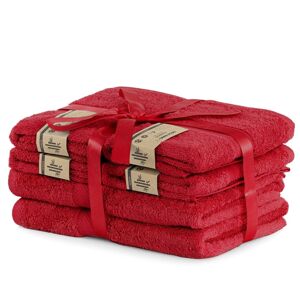 Set 2 osušek a 4 ručníků DecoKing Bella červené, velikost 2*70x140+4*50x100