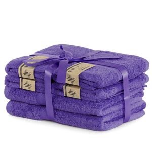 Set 2 osušek a 4 ručníků DecoKing Bella purpurové, velikost 2*70x140+4*50x100