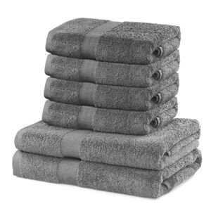 Sada 2 osušek a 4 ručníků DecoKing Ginna šedé, velikost 2*70x140+4*50x100