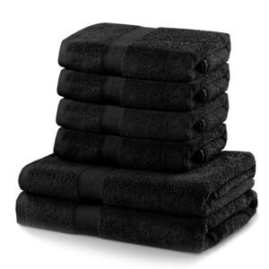 Sada 2 osušek a 4 ručníků DecoKing Ginna černé, velikost 2*70x140+4*50x100