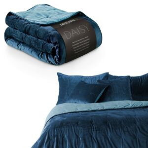 Oboustranný přehoz na postel DecoKing Daisy modrý, velikost 220x240