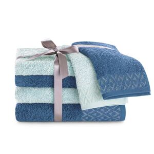 Sada bavlněných ručníků DecoKing Andrea modrá, velikost 2*50x90+2*70x140+2*30x50