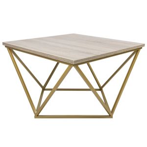 DekorStyle Konferenční stolek zlatý Curved - světlý dub