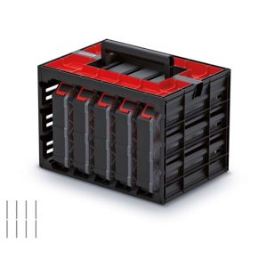 Prosperplast Úložný box s 5 organizéry IMPOSE 41,5x29x29 cm černo-červený
