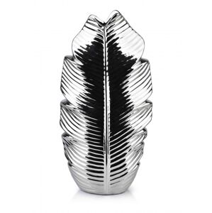 Mondex Keramická váza LEAF 35 cm stříbrná