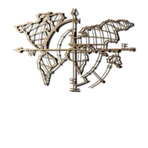 Hanah Home Nástěnná kovová dekorace Kompas 65x95 cm zlatá