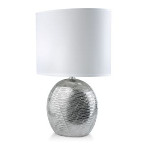 DekorStyle Stolní lampa se stínidlem stříbrná