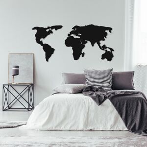 Hanah Home Nástěnná kovová dekorace Mapa světa 121x56 cm černá