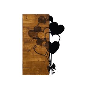 Wallity Nástěnná dřevěná dekorace LOVE BALLOONS hnědá/černá
