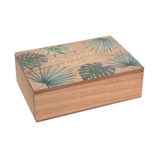 DekorStyle Krabička na čaj 6 přihrádek- Tropické listy