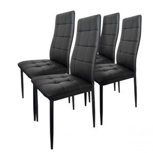 MODERNHOME Sada 4 čalouněných židlí - černá