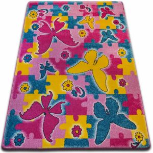 3kraft Kusový koberec KIDS butterfly růžový C429