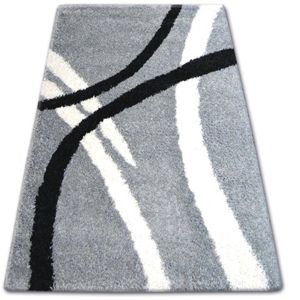 3kraft Kusový koberec SHAGGY ZENA ADAM šedý / bílý